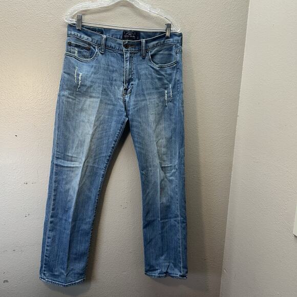 Lucky Brand Mens Jeans 32x30 363 Vintage Straight Blue Denim Stretch Distressed - Picture 1 of 7